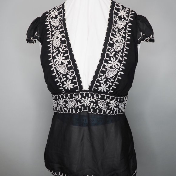 Vintage Tristan & Iseut Black Sheer Blouse - Picture 6 of 16